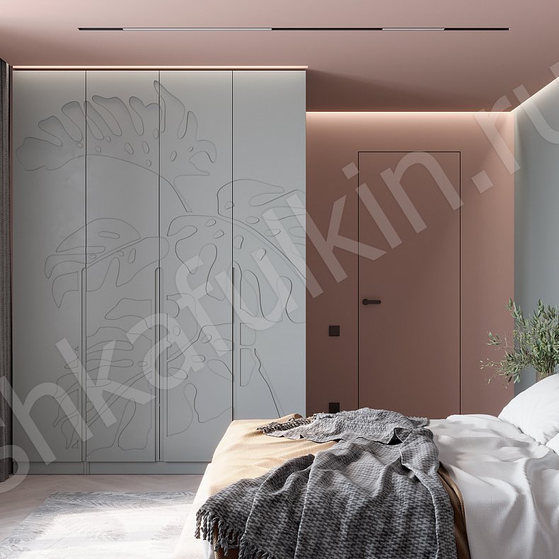 Изображение Шкаф Монстера Серый Темные Светлые Модерн 4х створчатые Спальня Для вещей 3