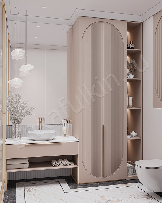 Мебель в ванную Скаволлини Синий Коричневый Светлые Неоклассика   Для вещей 3