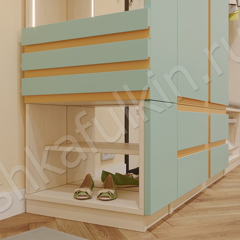 Изображение Прихожая Карибия Древесный Цветной Минимализм 3х створчатые Прихожая Для вещей 8