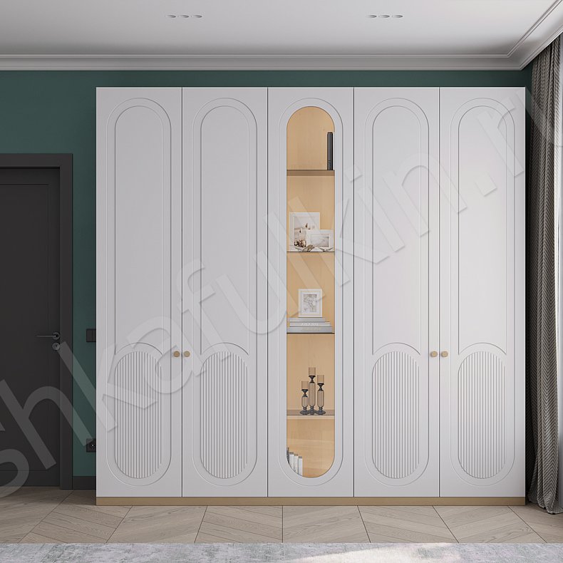 Изображение Шкаф Маурис Белый Неоклассика 5и створчатые Гостиная Для книг Для декора Для вещей 1