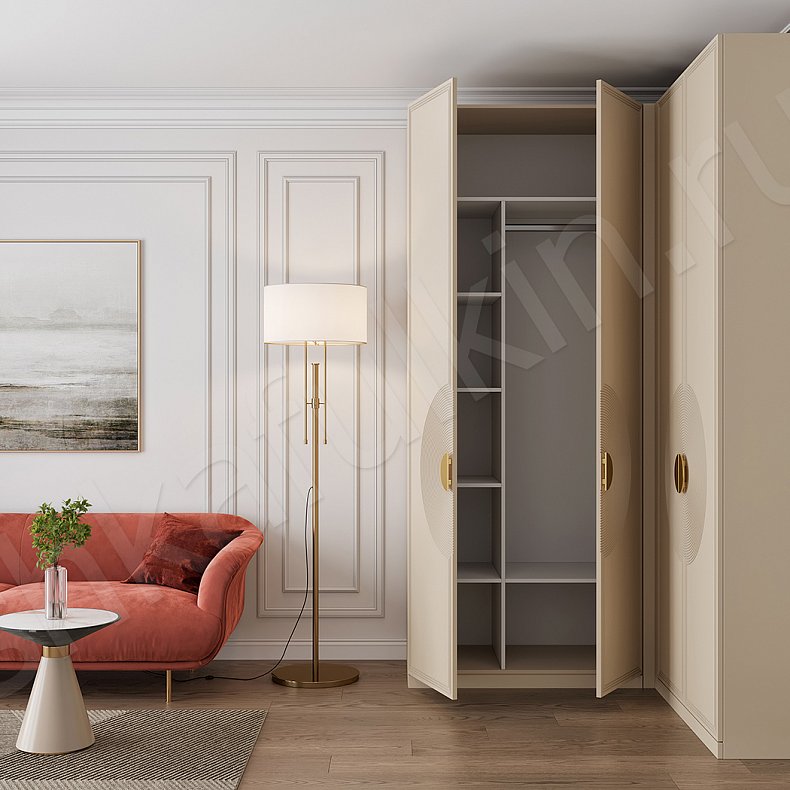Изображение Угловой шкаф Ришелье Светлые Неоклассика 4х створчатые Гостиная Для вещей 4