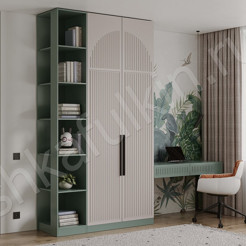 Детская Антерра Серый Современный 2х створчатые Детская Для вещей Для книг