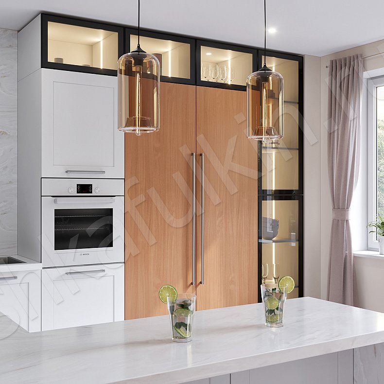 Изображение Кухня Аркобалена Светлые Белый Цветной Древесный Неоклассика Для декора Для посуды 2