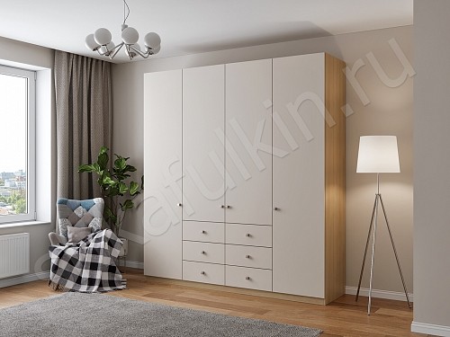 Корпусный шкаф Джерри Белый Прованс 4х створчатые Спальня 