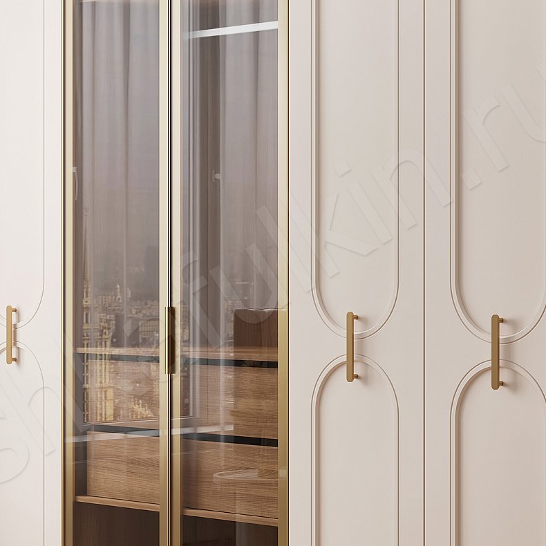 Изображение Шкаф Айвенго Белый Светлые Современный 5и створчатые Спальня Для белья Для вещей 3