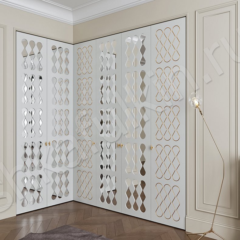 Шкаф Молекула Светлые Белый Современный 6и створчатые Гостиная Для вещей 1