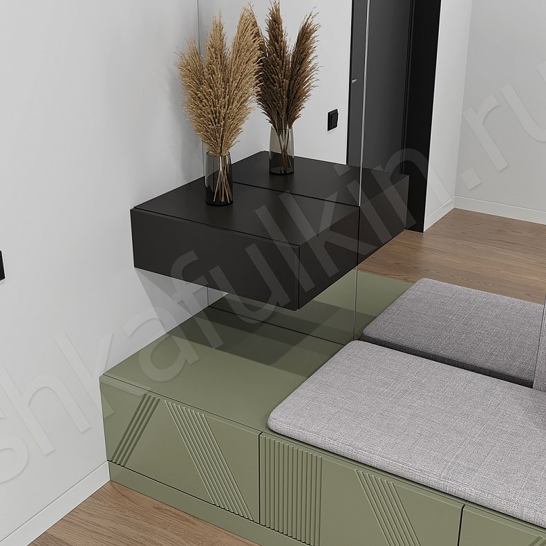 Прихожая Клеопатра Черный Светлые Серый Современный 2х створчатые Прихожая Для вещей 9