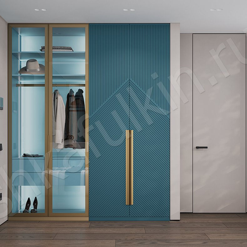 Изображение Шкаф в прихожую Нотариус Белый Цветной Синий Светлые Модерн 4х створчатые Прихожая Для белья 1