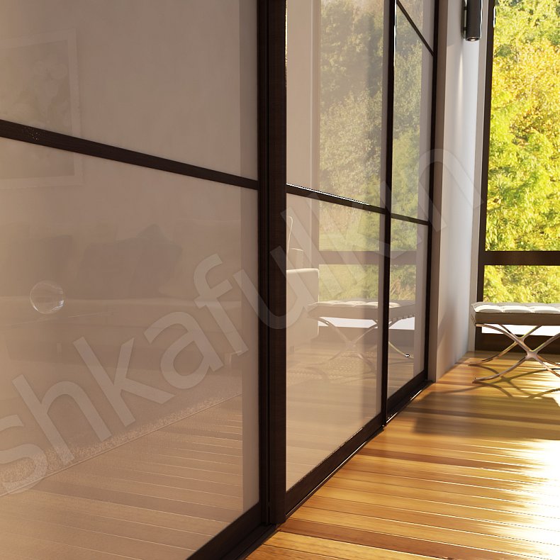 Шкаф-купе со стеклом Джуно Светлые Коричневый Современный 3х створчатые Гостиная Для вещей 4