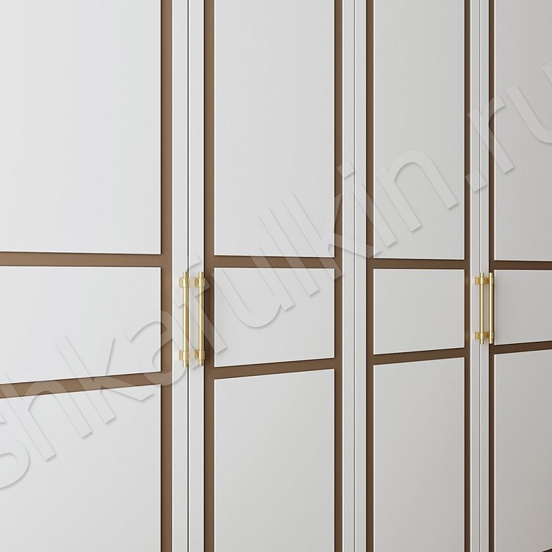 Изображение Шкаф Бруно Белый Светлые Серый Неоклассика 4х створчатые Гостиная Для вещей 5