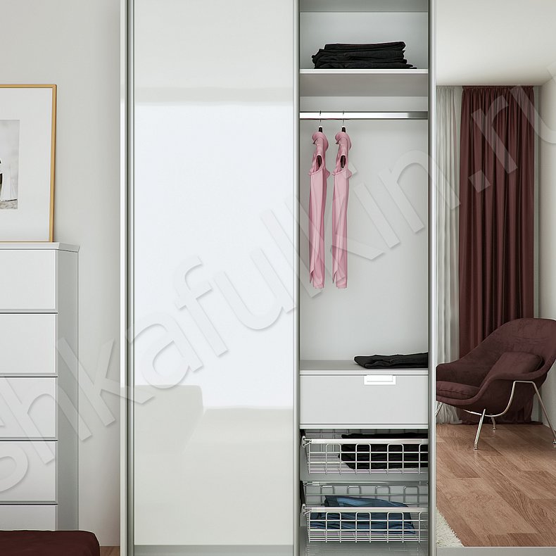 Шкаф-купе Плюмерия Светлые Белый Современный 3х створчатые Спальня Для вещей 3
