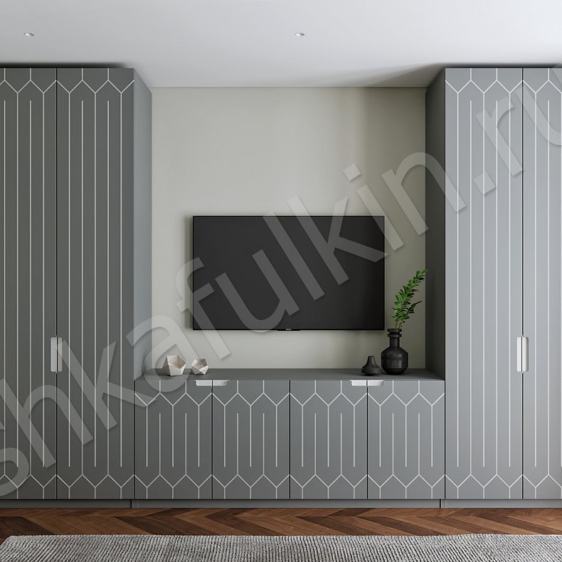 Изображение Гарнитур Франческа Белый Серый Светлые Золото Современный 2х створчатые Спальня Для вещей 3