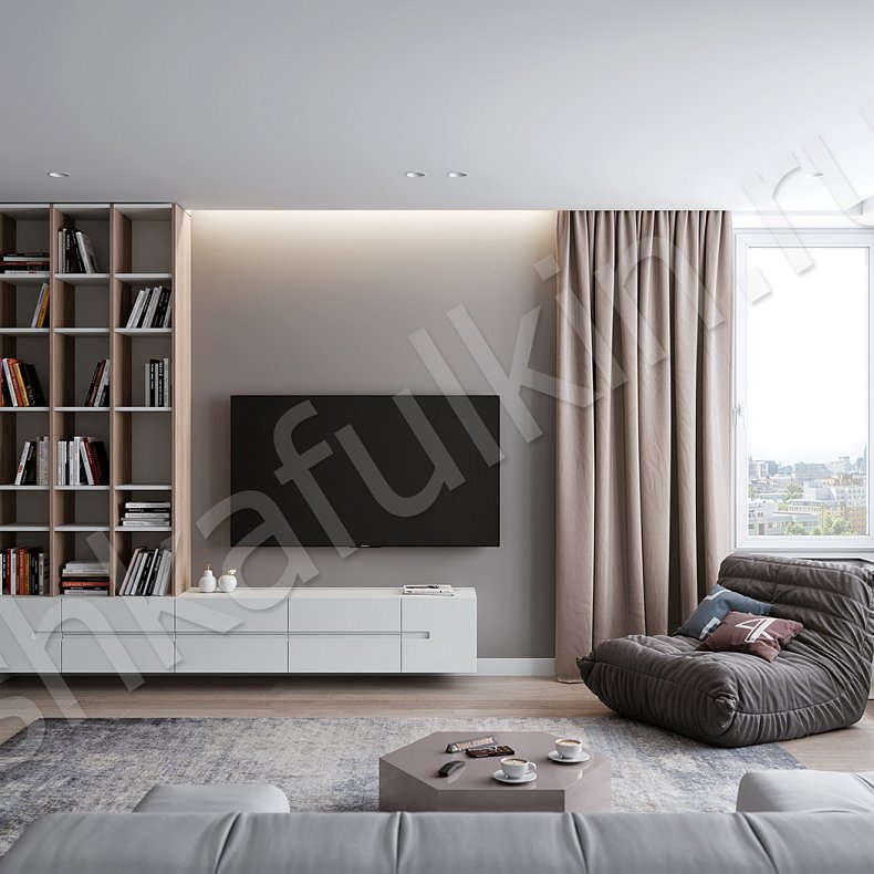 Изображение Стенка Дакота Белый Черный Древесный Светлые Темные Современный Гостиная Для книг Под ТВ 1