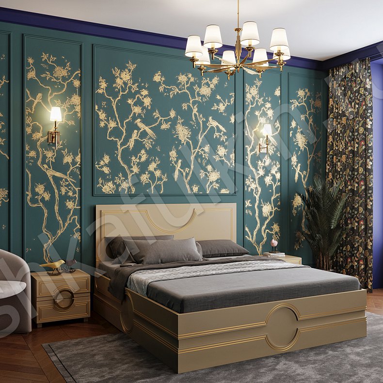 Изображение Спальный гарнитур София Черный Коричневый Светлые Темные Золото Классика 6и створчатые Спальня Для вещей 9