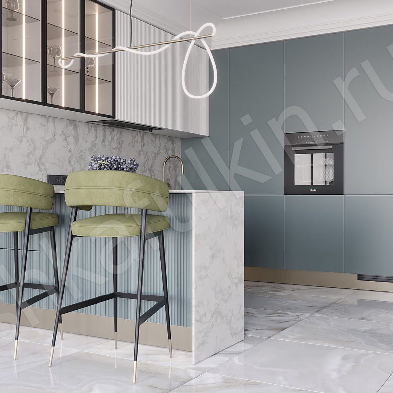 Изображение Кухня Орнелла Цветной Белый Темные Зеленый Современный Для декора Для посуды 4