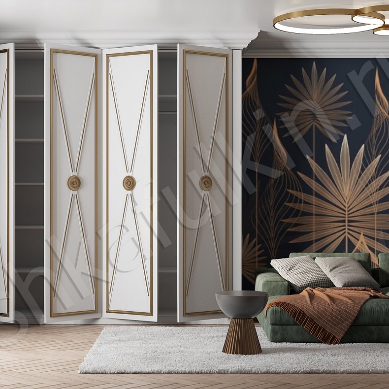 Изображение Шкаф Фрэнсис Золото Белый Неоклассика 4х створчатые Гостиная Для вещей 2