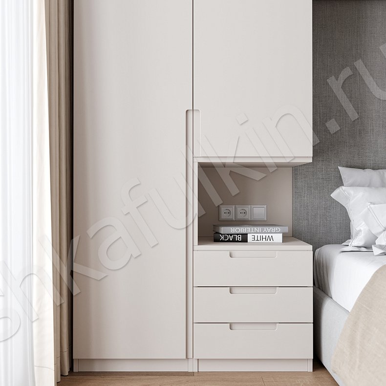 Изображение Гарнитур Инкерман Коричневый Светлые Серый Современный 4х створчатые Спальня Для белья Для вещей 4