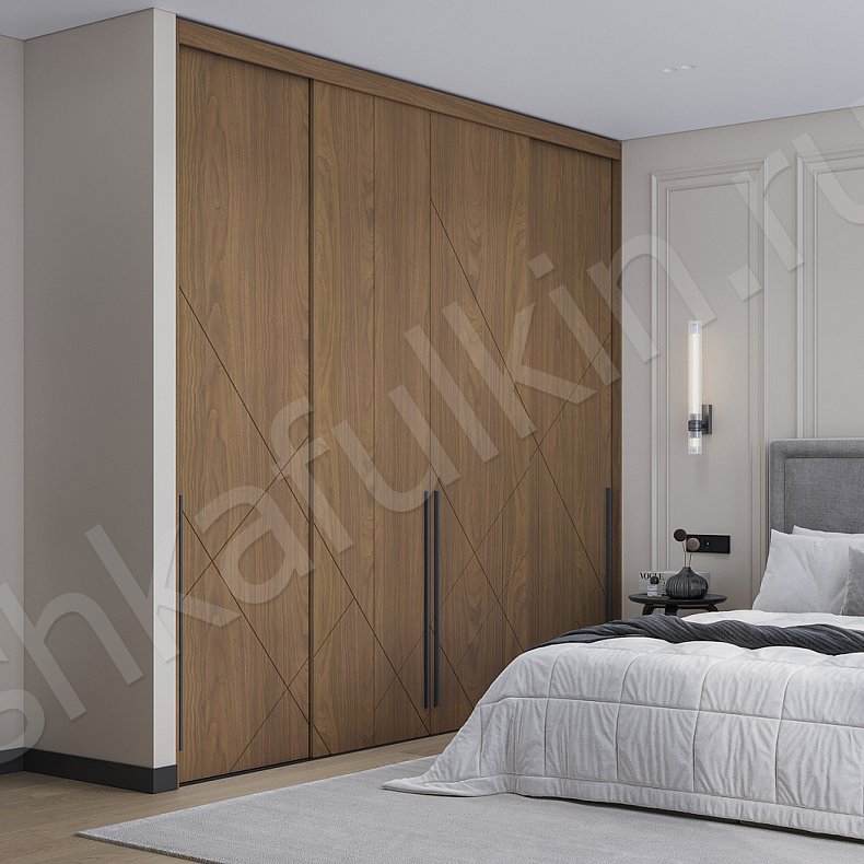 Шкаф-купе Адонис Темные Древесный Неоклассика 4х створчатые Спальня Для вещей Для белья