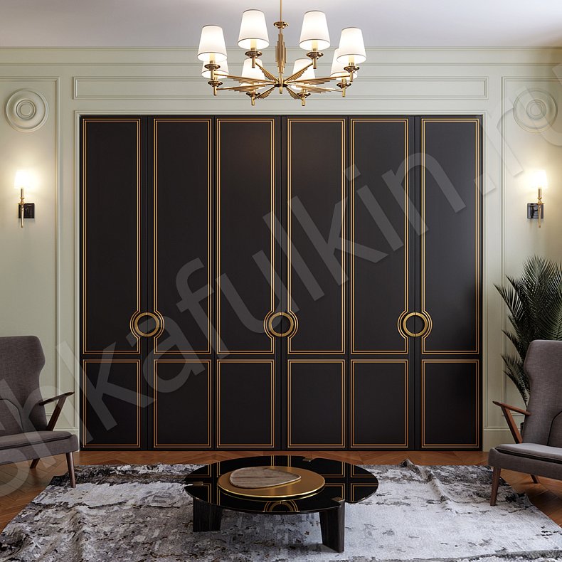 Изображение Спальный гарнитур София Черный Коричневый Светлые Темные Золото Классика 6и створчатые Спальня Для вещей 3