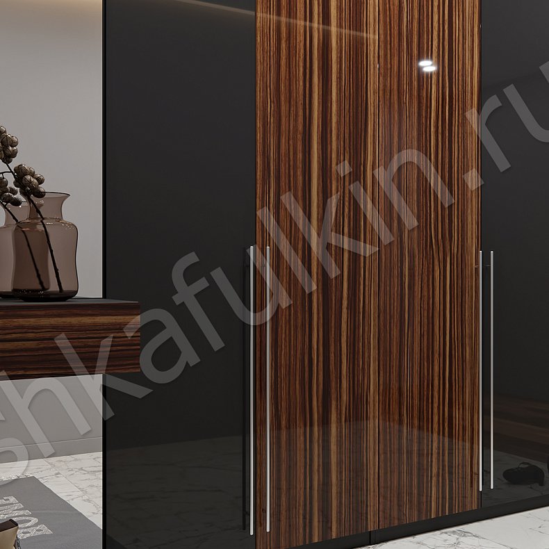 Изображение Шкаф Марракеш Черный Древесный Темные Минимализм 4х створчатые Прихожая Для вещей 3