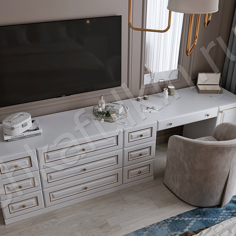 Изображение Гарнитур Примадонна Золото Белый Классика 4х створчатые Спальня Для вещей 5