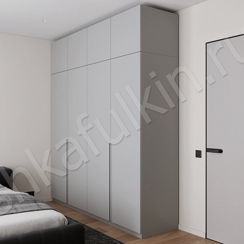 Изображение Распашной шкаф Миллер Белый Черный Серый Светлые Минимализм 4х створчатые Спальня Для вещей 4