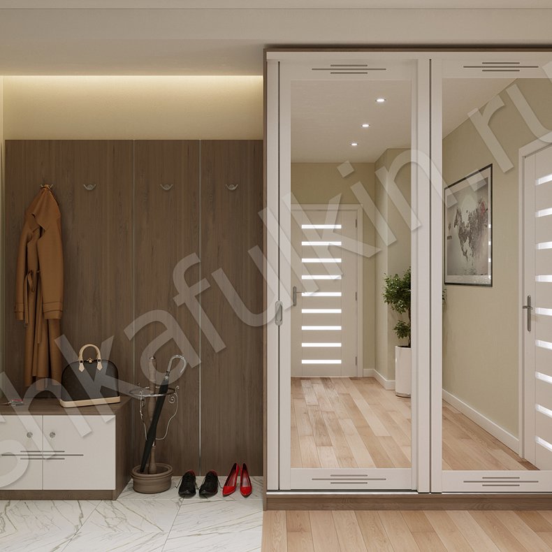 Изображение Прихожая Белуччи Белый Древесный Светлые Модерн 2х створчатые Прихожая Для вещей 1