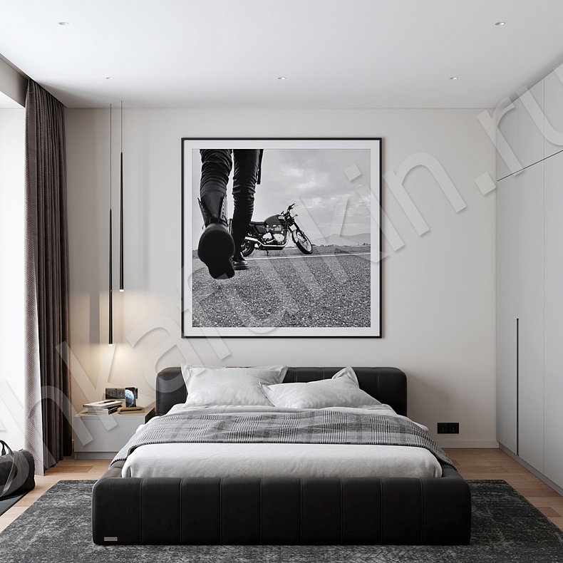 Изображение Распашной шкаф Миллер Белый Черный Серый Светлые Минимализм 4х створчатые Спальня Для вещей 6