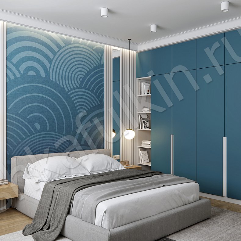 Шкаф Мариэтта Цветной Синий Темные Современный 4х створчатые Спальня Для вещей