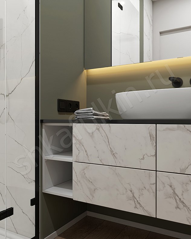 Изображение Мебель в ванную Каррара Светлые Белый Современный Для вещей 4