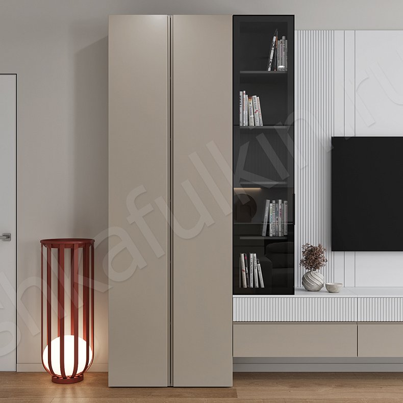 Изображение Стенка Айрис Коричневый Светлые Современный 5и створчатые Гостиная Для книг Для декора Под ТВ Для вещей 4