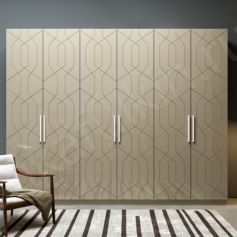 Шкаф Лайн Коричневый Светлые Модерн 6и створчатые Гостиная Для вещей