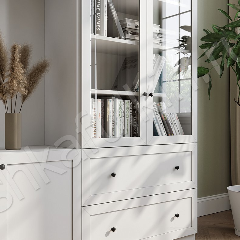 Изображение Стенка Рикко Светлые Белый Классика 4х створчатые Гостиная Для книг 3