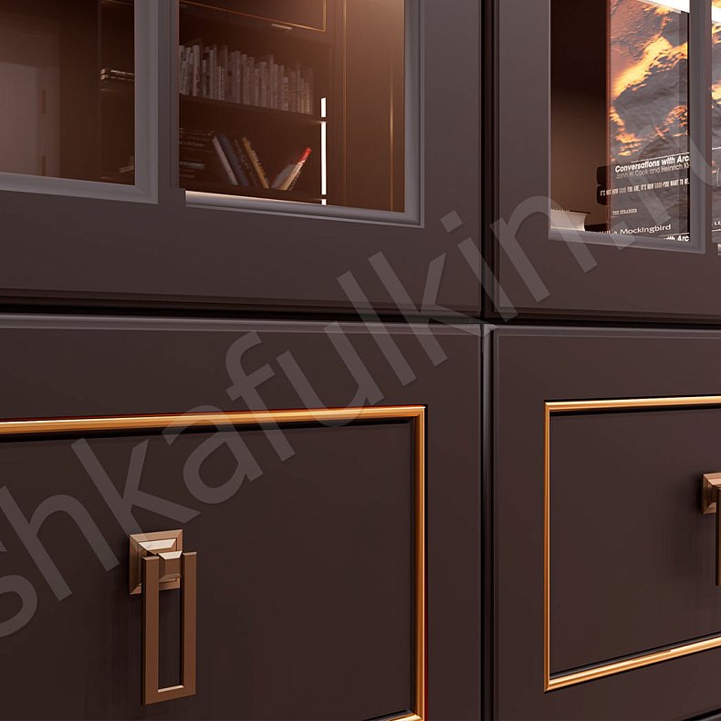 Библиотека Караваджио Темные Древесный Неоклассика  Спальня Для посуды Для декора Для книг 10