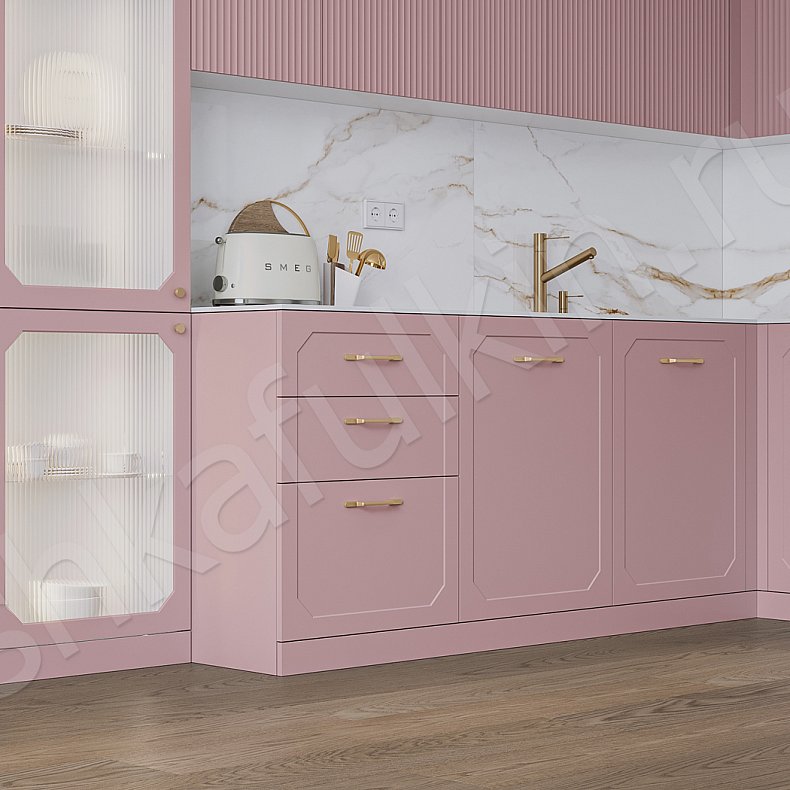 Изображение Кухня Санремо Синий Цветной Розовый Светлые Неоклассика Для книг Для декора 5