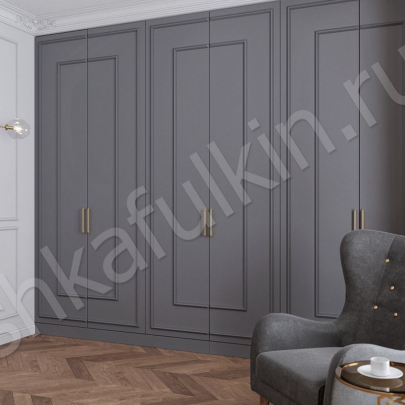 Встроенный шкаф Джорджия Белый Зеленый Темные Светлые Серый Неоклассика 6и створчатые Гостиная Для вещей 8