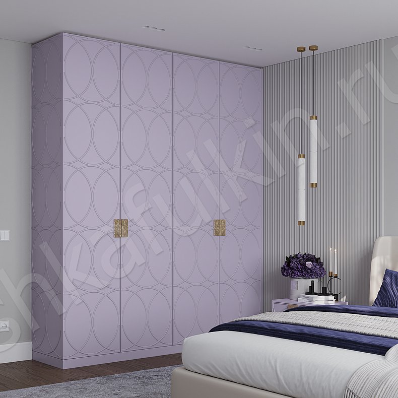 Гарнитур Арива Белый Розовый Светлые Неоклассика 4х створчатые Спальня Для белья