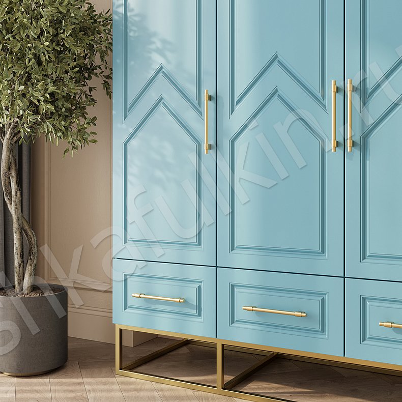 Изображение Шкаф Квинни 3 двери Цветной Серый Синий Светлые Современный 3х створчатые Гостиная Для вещей 2