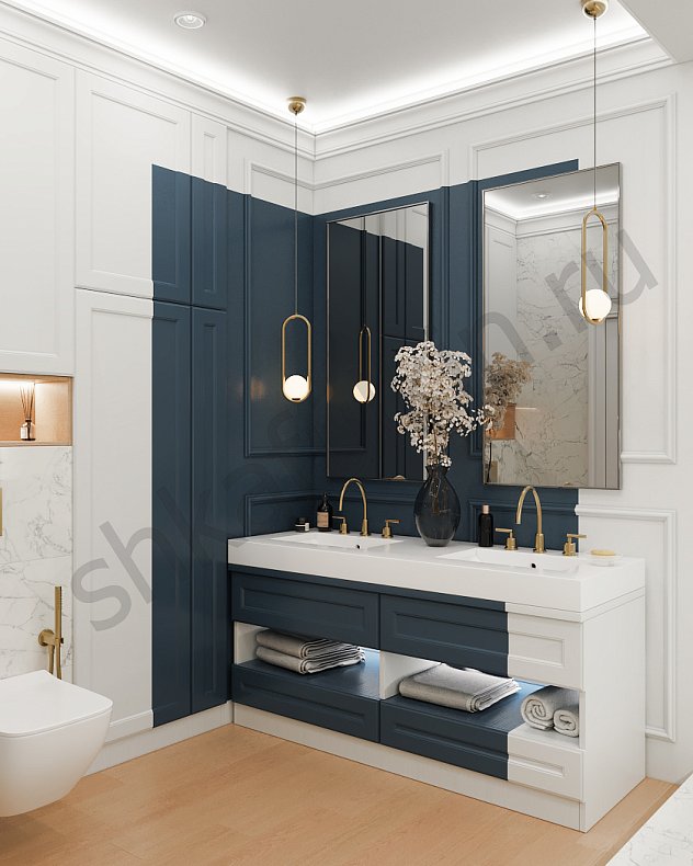 Мебель в ванную Рори Темные Синий Цветной Неоклассика   Для вещей 2