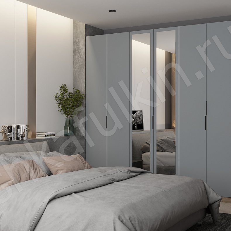 Шкаф Аксель Темные Светлые Синий Серый Коричневый Белый Минимализм 4х створчатые Спальня Для вещей Для белья 1