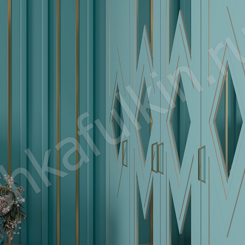 Изображение Шкаф Синема Белый Цветной Синий Светлые Современный 4х створчатые Спальня Для вещей 9