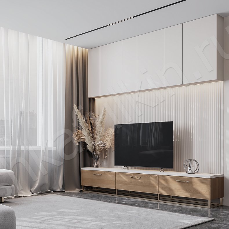 Изображение Стенка Амадей Светлые Древесный Белый Скандинавский Гостиная Под ТВ 1