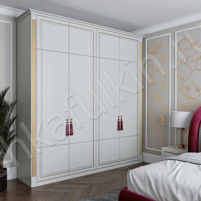 Гарнитур Бонжур Золото Белый Классика 4х створчатые Спальня Для вещей