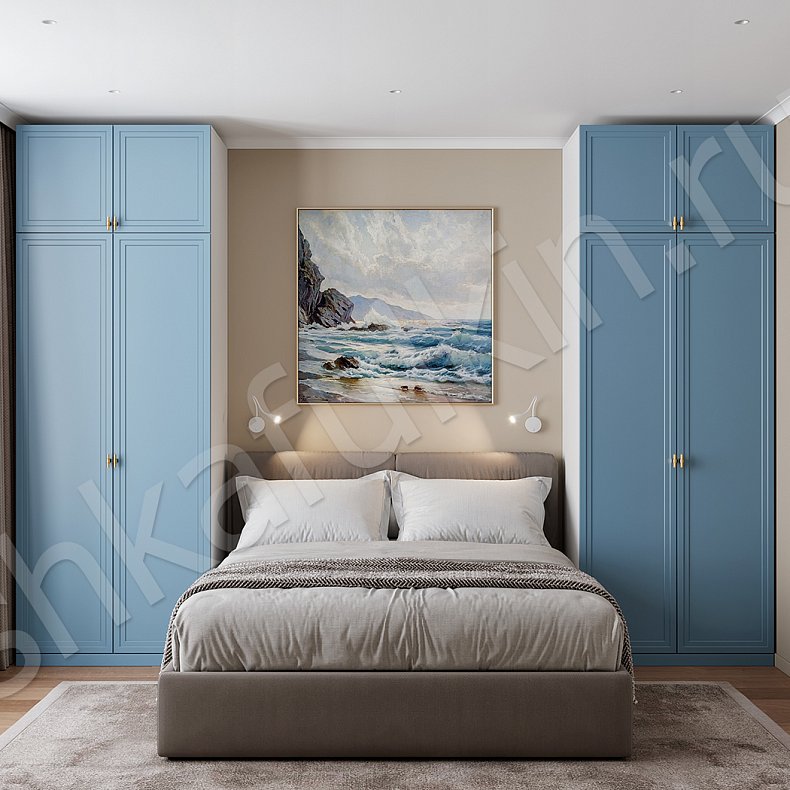 Изображение Шкаф Анкона Синий Неоклассика 4х створчатые Спальня Для вещей 1