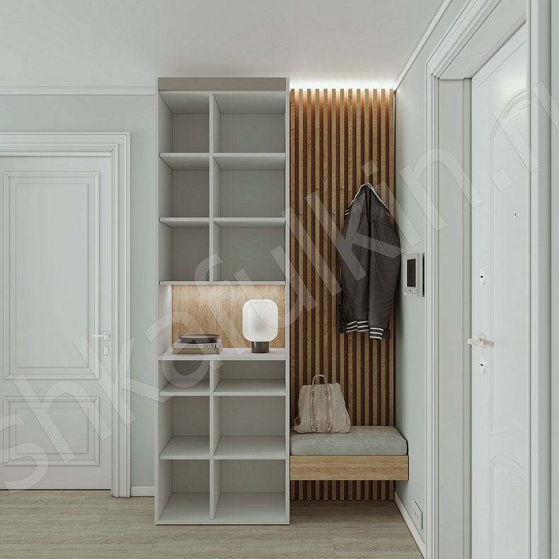 Изображение Прихожая Бонни Темные Светлые Серый Коричневый Черный Белый Скандинавский 2х створчатые Прихожая Для вещей 10