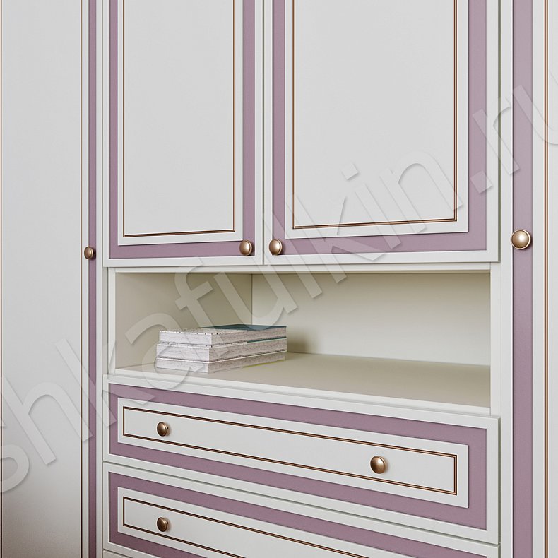 Изображение Детская Лора Белый Цветной Розовый Светлые Зеленый Классика 4х створчатые Детская Для книг Под ТВ Для вещей 14