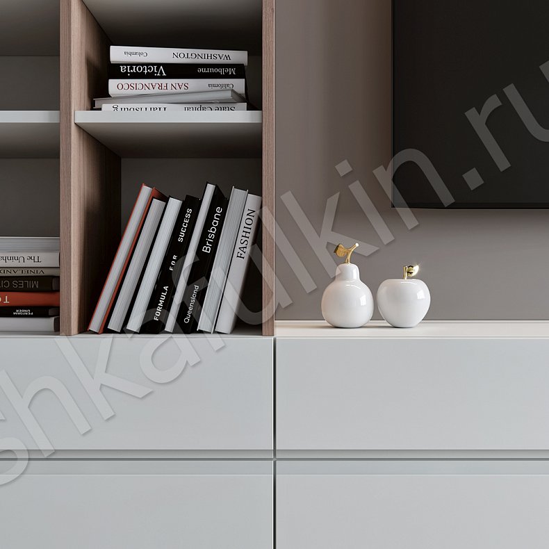 Изображение Стенка Дакота Белый Черный Древесный Светлые Темные Современный Гостиная Для книг Под ТВ 7