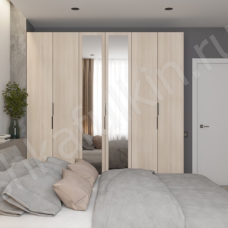 Шкаф Аксель Темные Светлые Синий Серый Коричневый Белый Минимализм 4х створчатые Спальня Для вещей Для белья 6