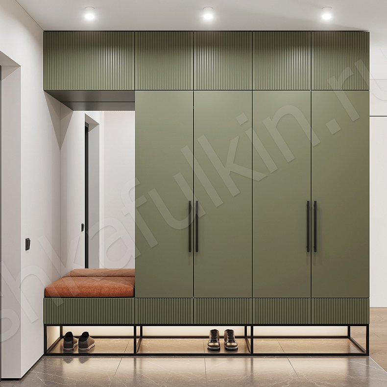 Прихожая Говард Зеленый Светлые Современный 4х створчатые Прихожая Для вещей