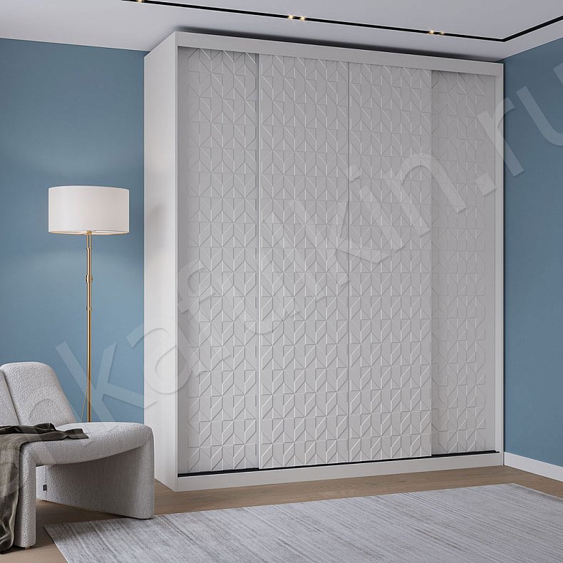 Шкаф-купе Виталино Светлые Белый Современный 4х створчатые Гостиная Для вещей